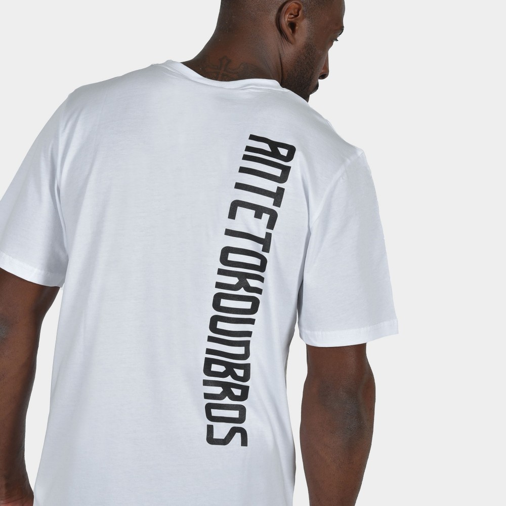 Men's T-shirt Baseline Vertical Logo | ANTETOKOUNBROS | White Back