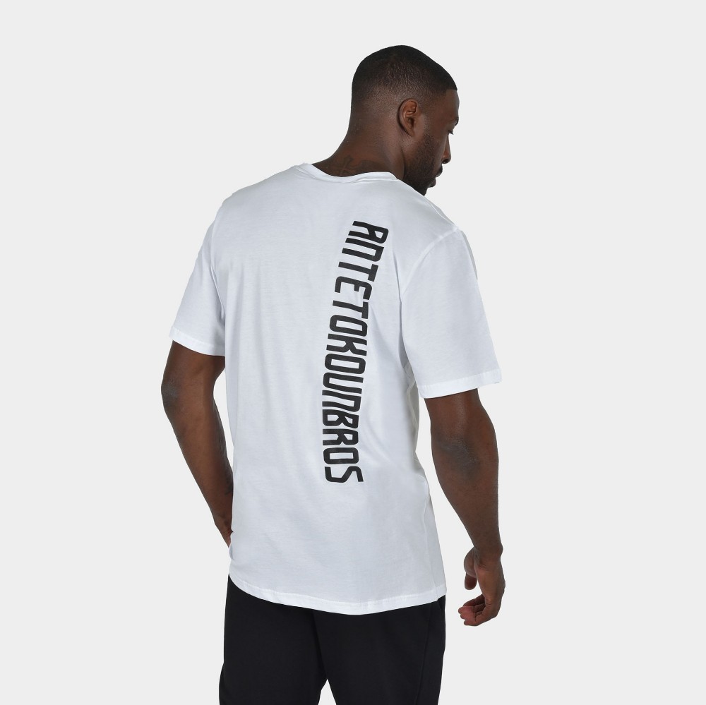Men's T-shirt Baseline Vertical Logo | ANTETOKOUNBROS | White Back