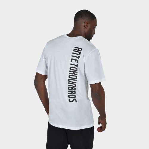Men's T-shirt Baseline Vertical Logo | ANTETOKOUNBROS | White Back thumb