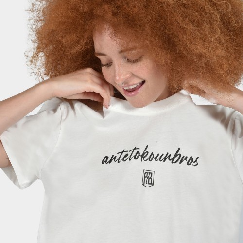Women's Crop Top T-shirt | ANTETOKOUNBROS Baseline | Off White Detail thumb