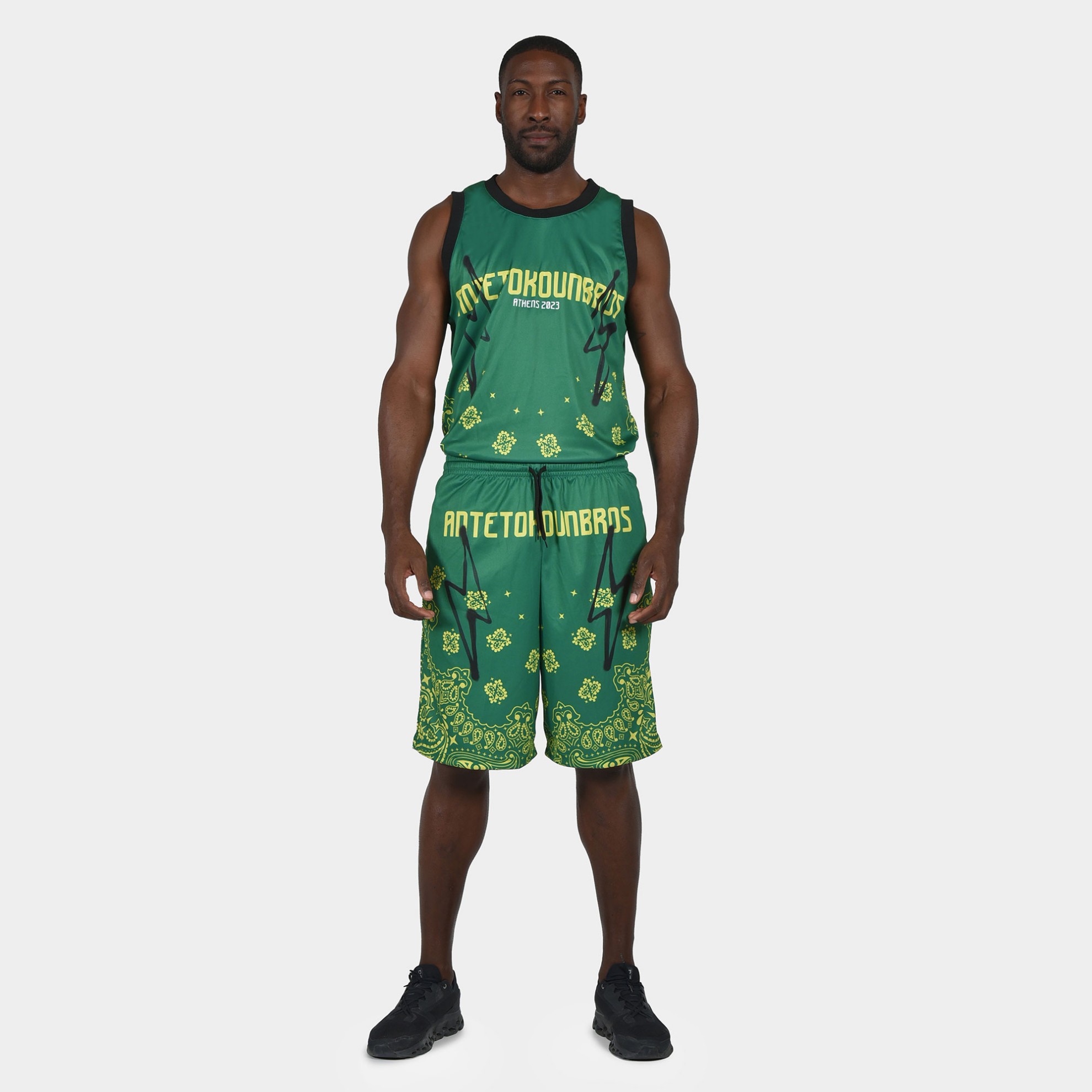 Men's Shorts Limited Edition 2023 Green | ANTETOKOUNBROS | Model Front