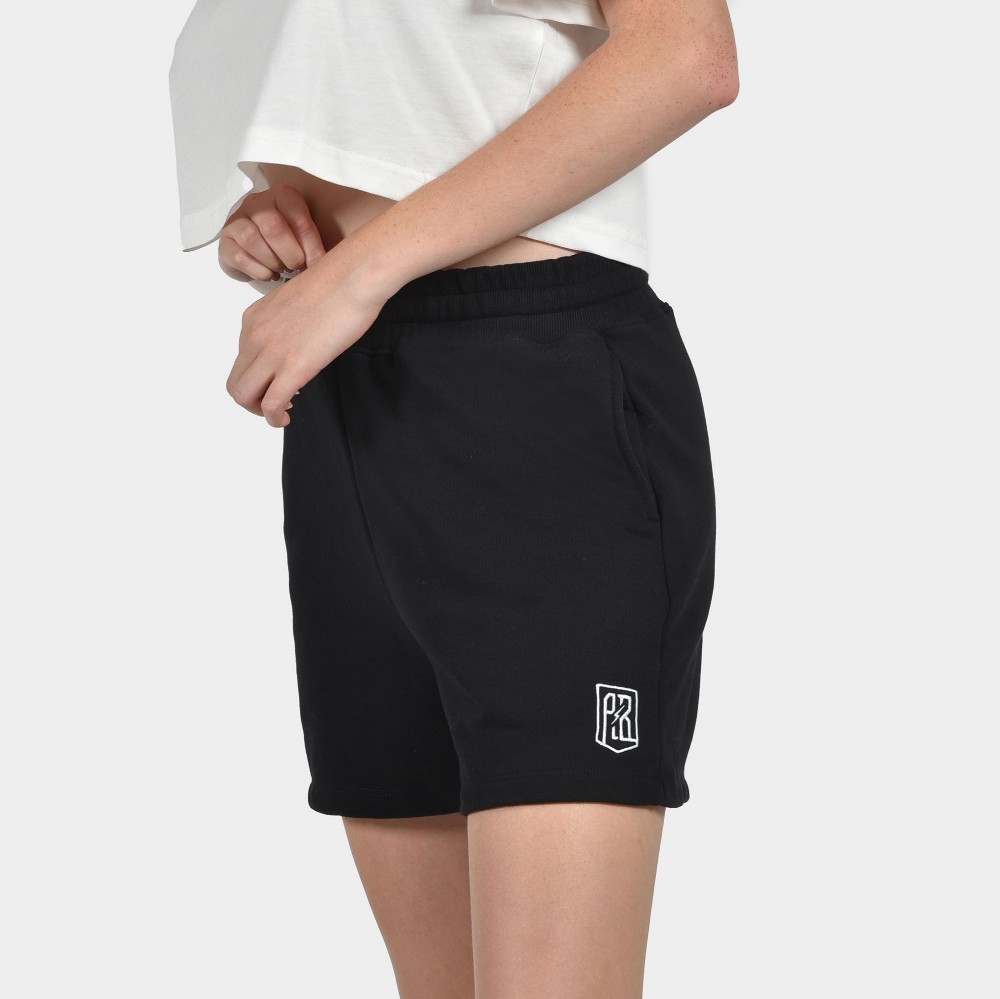 Women's Shorts Baseline | ANTETOKOUNBROS | Black Model Front Detail 3