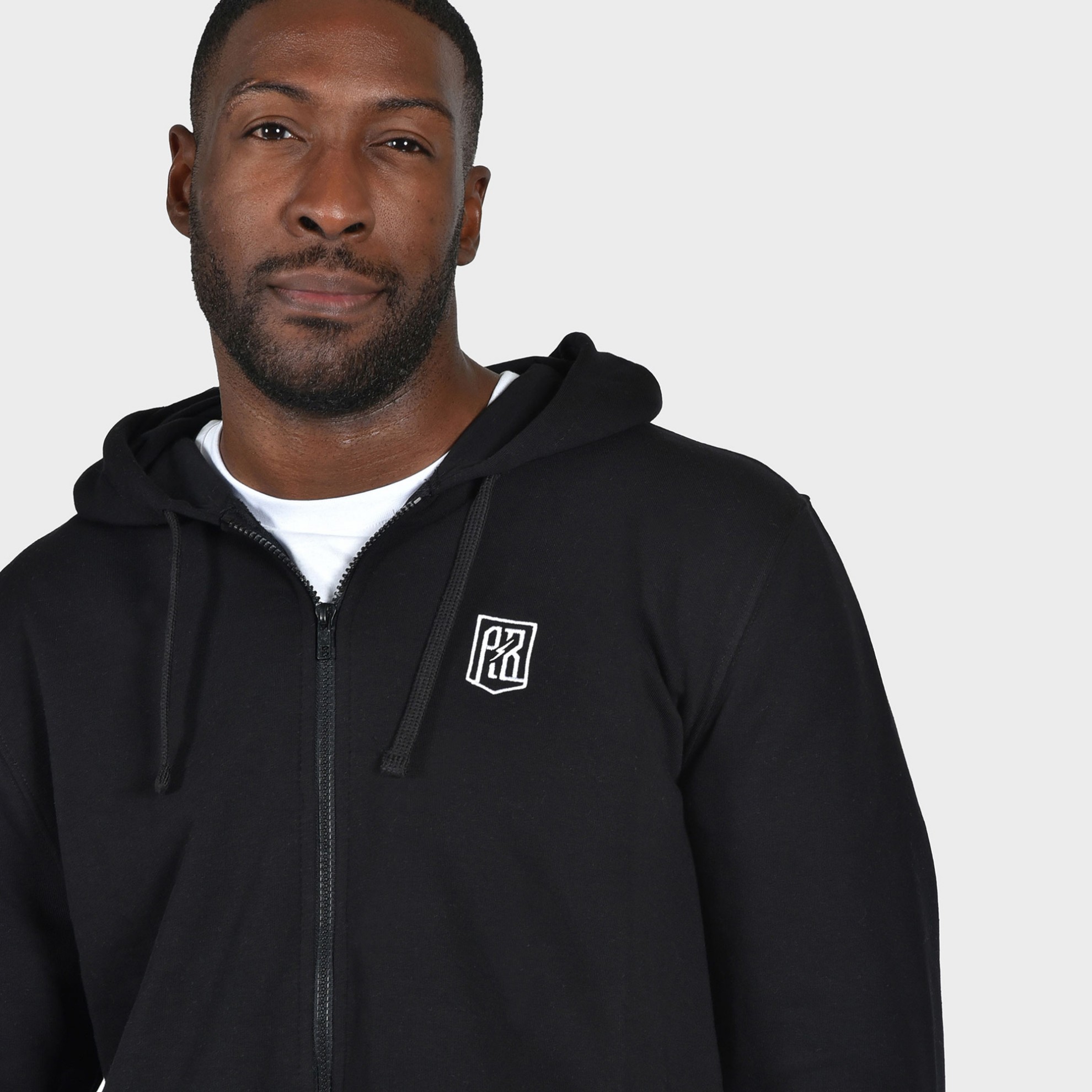 ANTETOKOUNBROS Men's Full Zip Hoodie with Chest Logo "AB" | Black Detail
