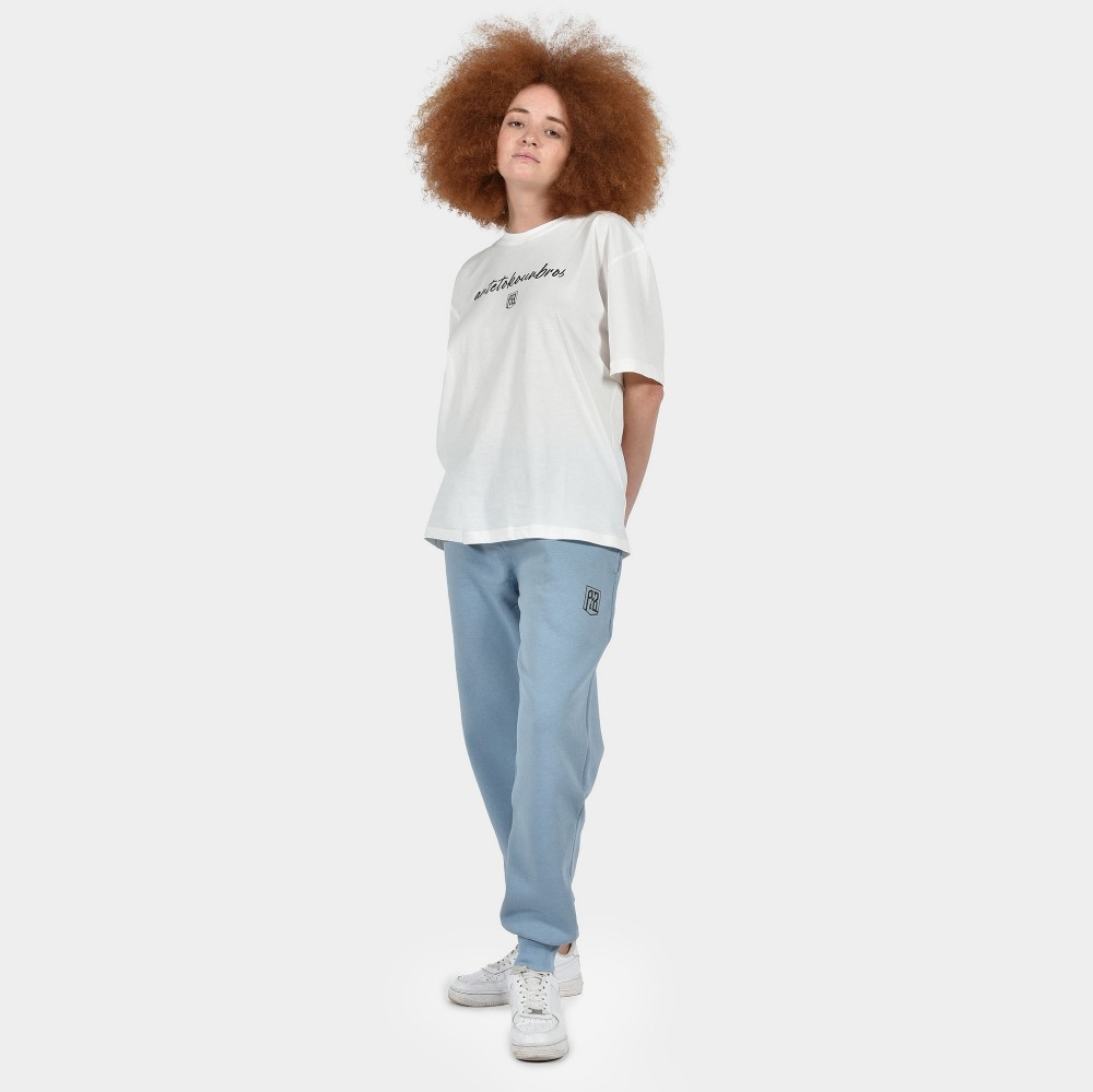 Unisex  Sweatpants Baseline | ANTETOKOUNBROS | Dusty Blue Women Model Front
