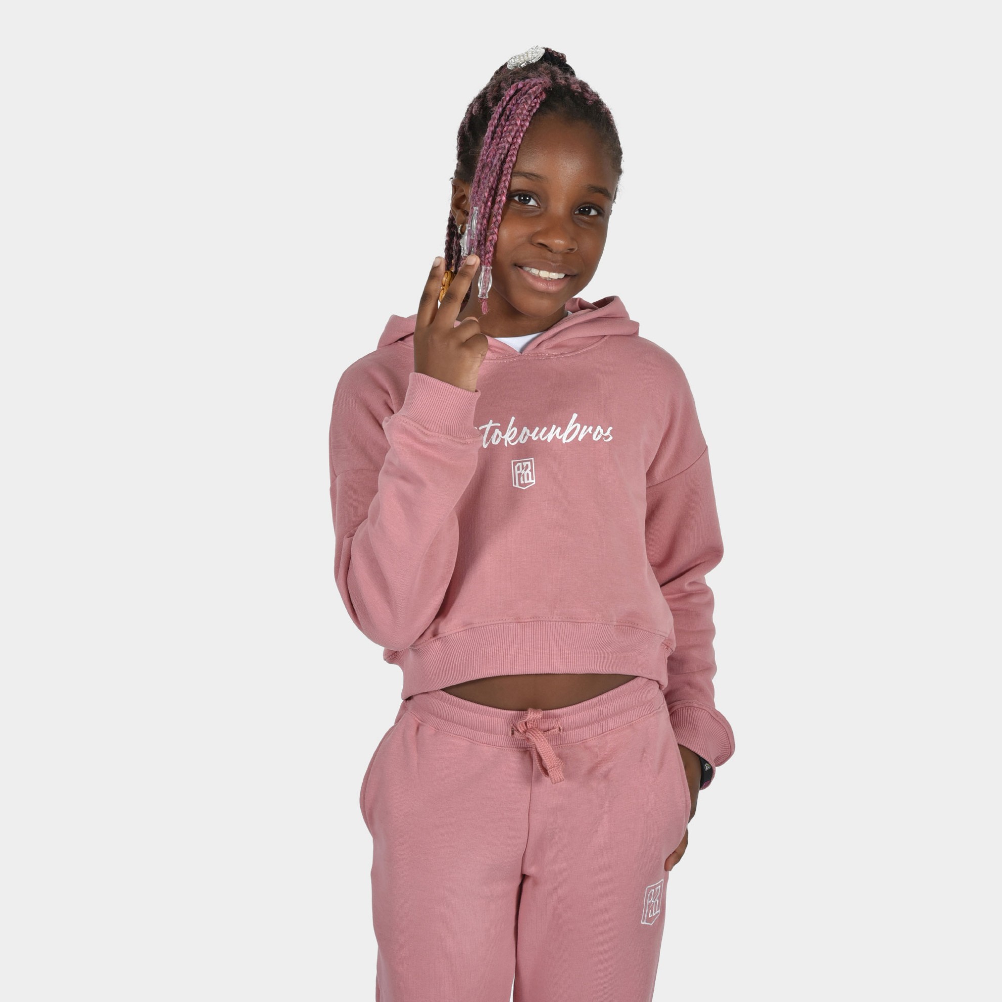 Kids' Hoodie Baseline | ANTETOKOUNBROS | Pink Front 2