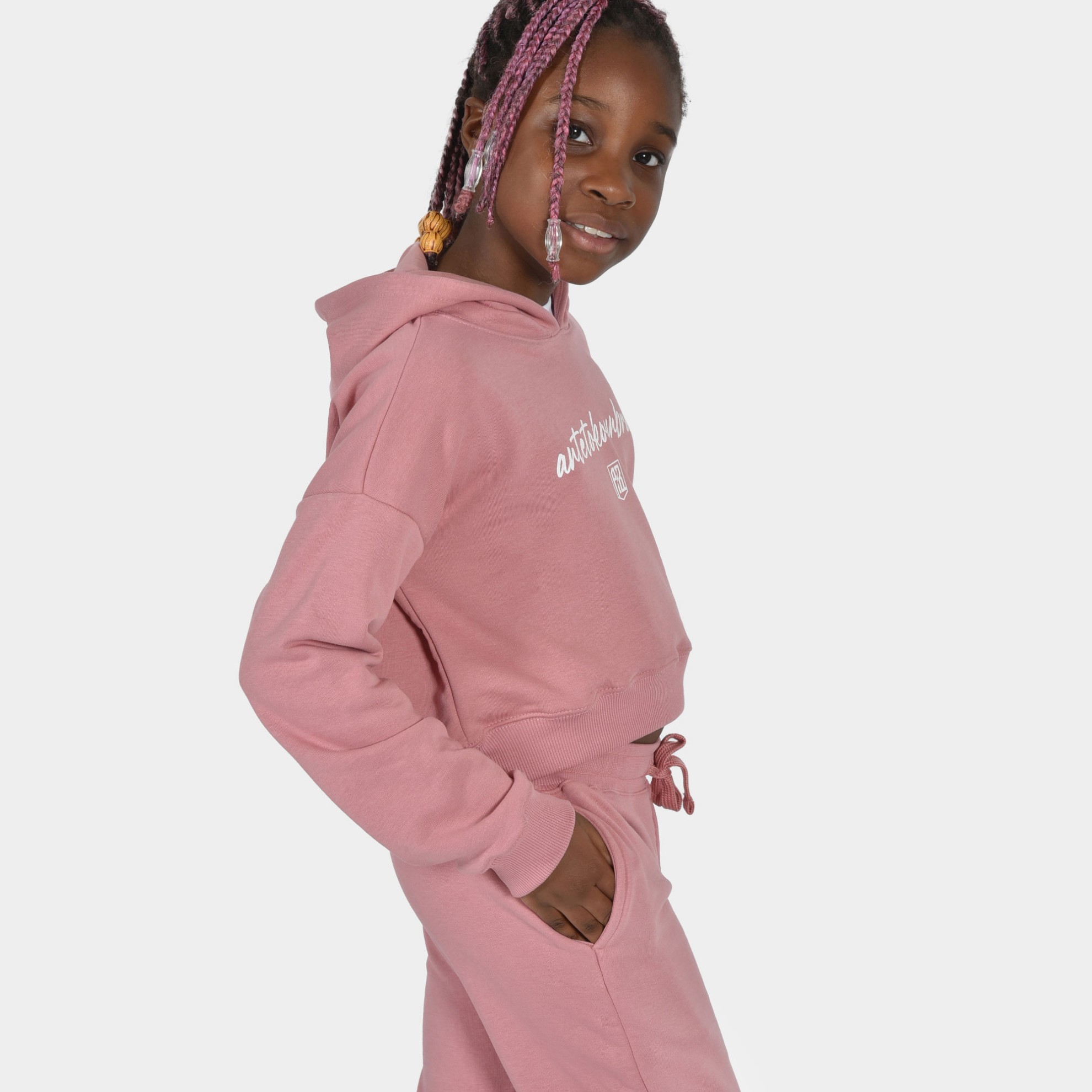 Kids' Hoodie Baseline | ANTETOKOUNBROS | Pink Side