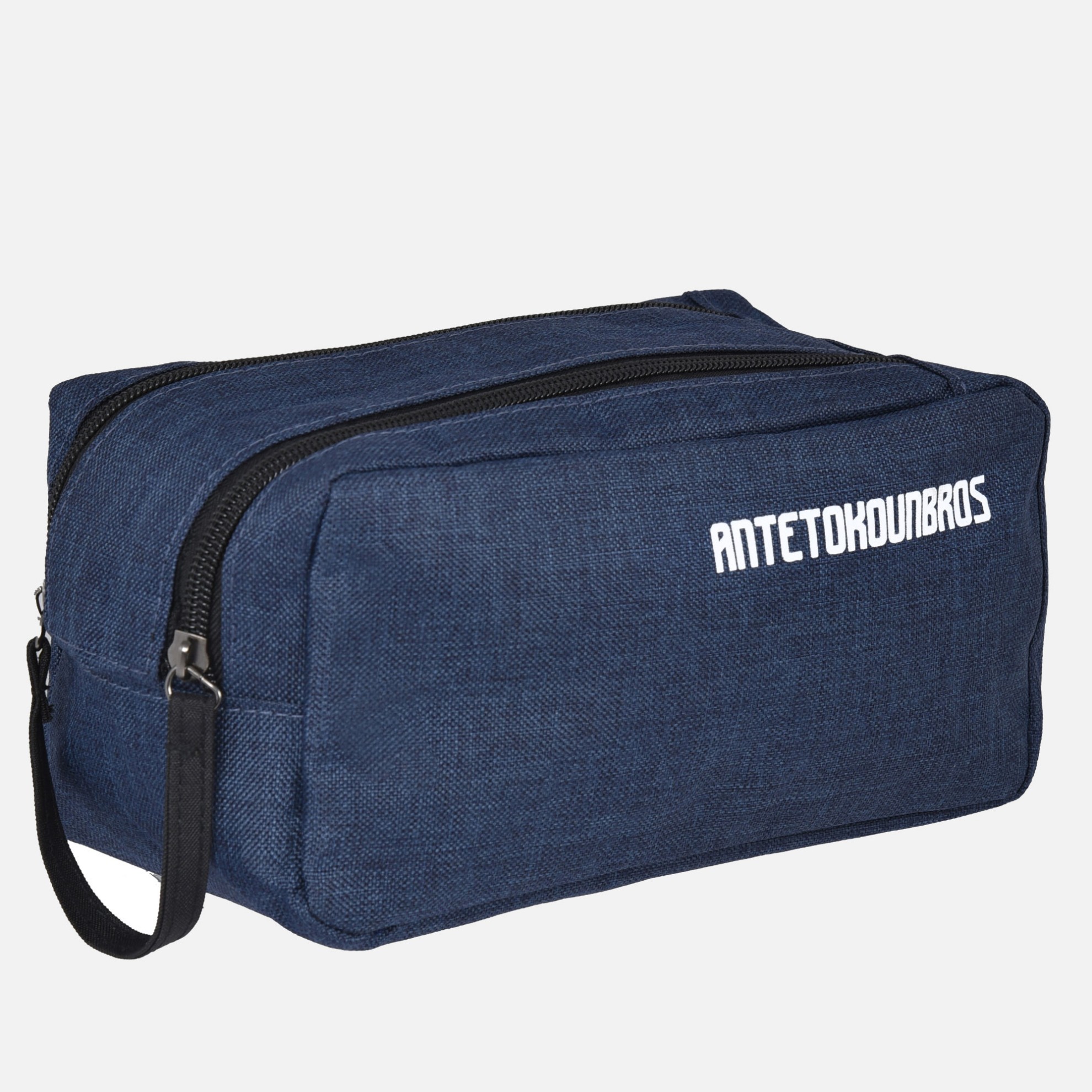 Toiletry Bag Double Zip Blue Side