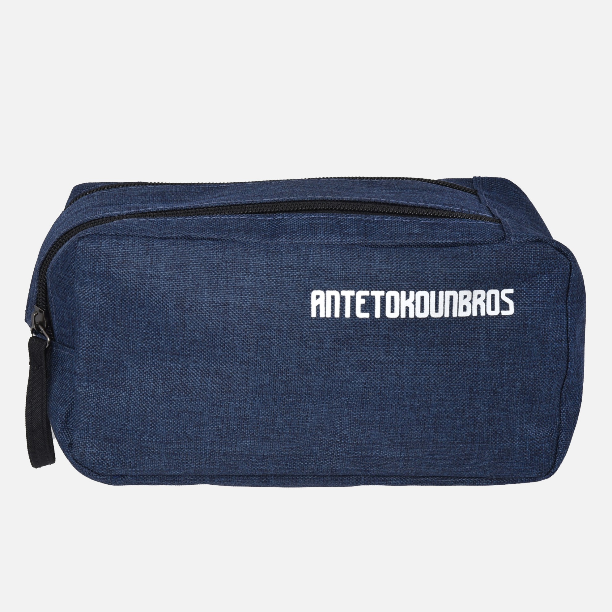 Toiletry Bag Double Zip Blue Front