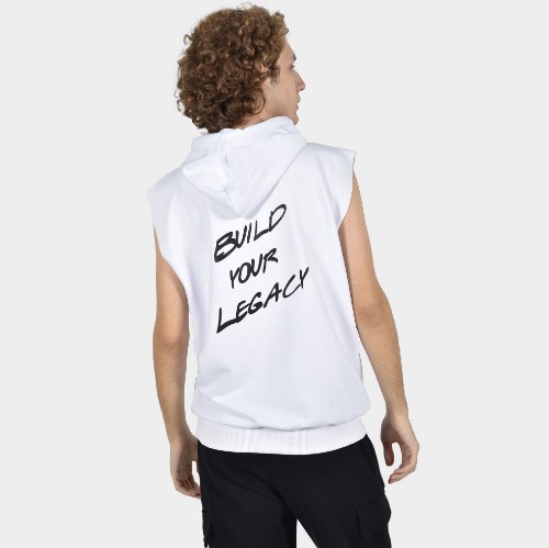 Men's Sleeveless Hoodie Build your Legacy™ White Back 2 thumb