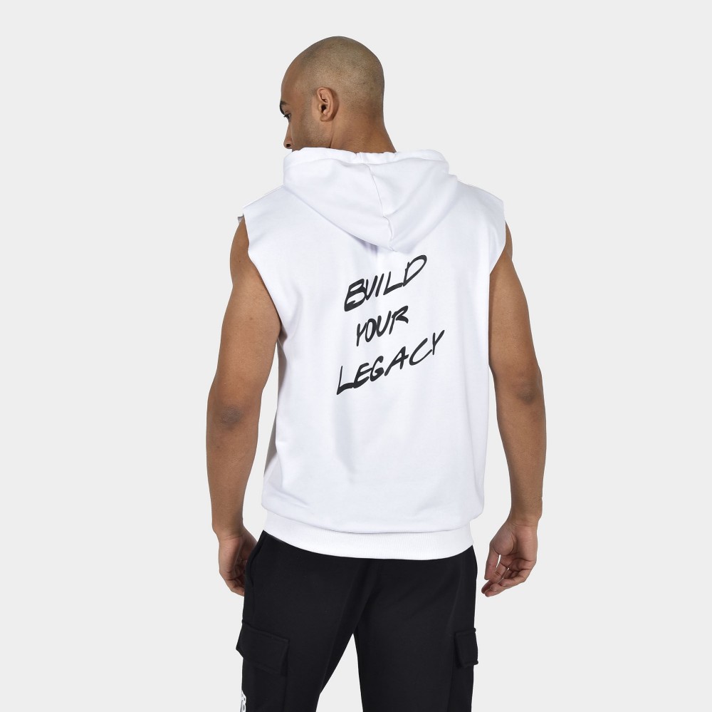 ANTETOKOUNBROS Men's Sleeveless Hoodie Build your Legacy™ White Back