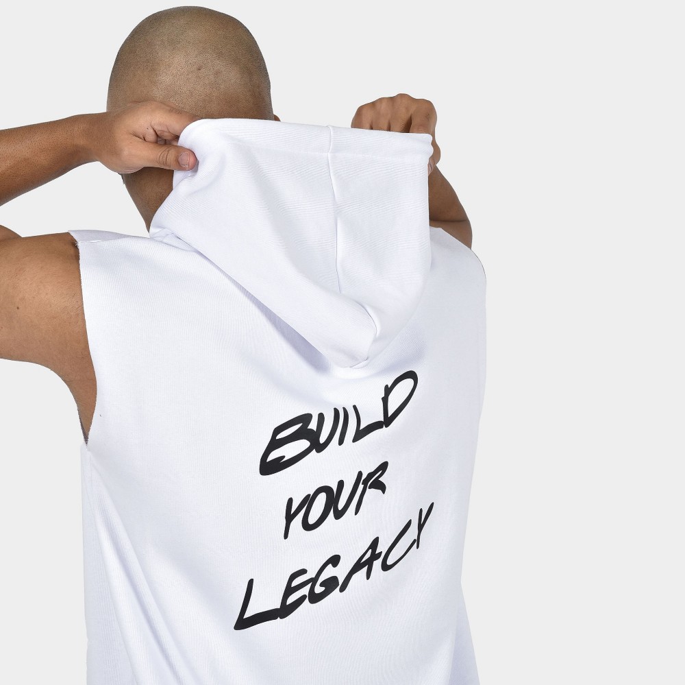 ANTETOKOUNBROS Men's Sleeveless Hoodie Build your Legacy™ White Back Detail