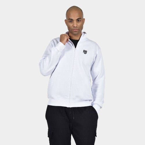 ANTETOKOUNBROS Men's Full Zip Sweatshirt Baseline AB White Front