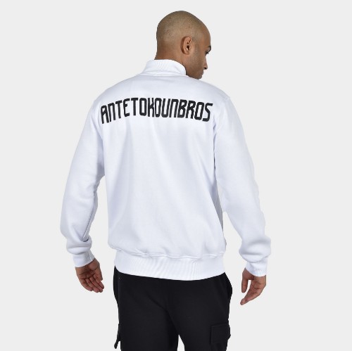 ANTETOKOUNBROS Men's Full Zip Sweatshirt Baseline AB White Back