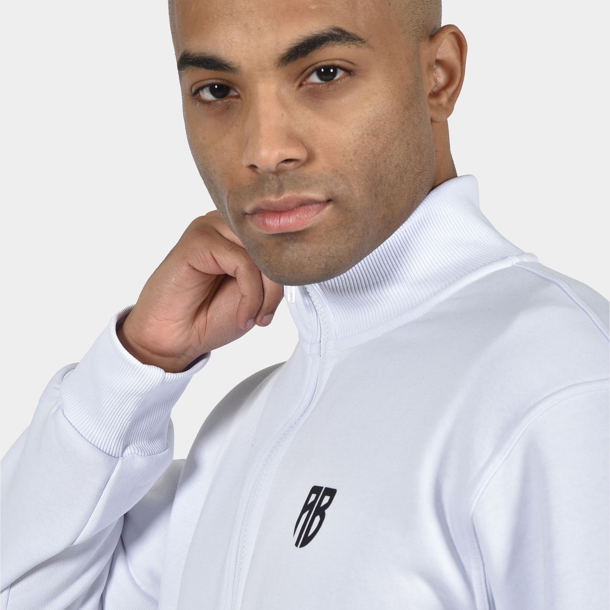 Men's Full Zip Sweatshirt Baseline in White | ANTETOKOUNBROS Shop