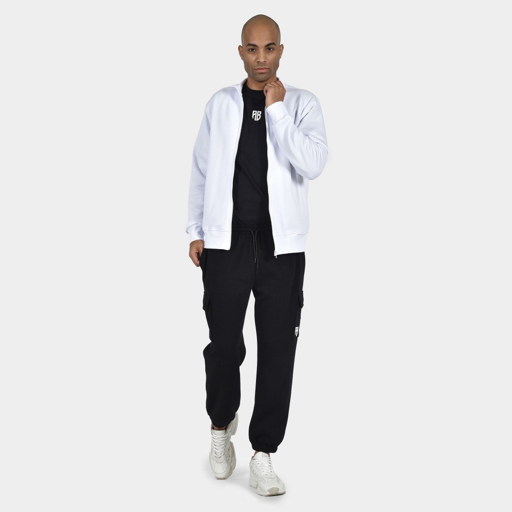 ANTETOKOUNBROS Men's Full Zip Sweatshirt Baseline AB White Model Front