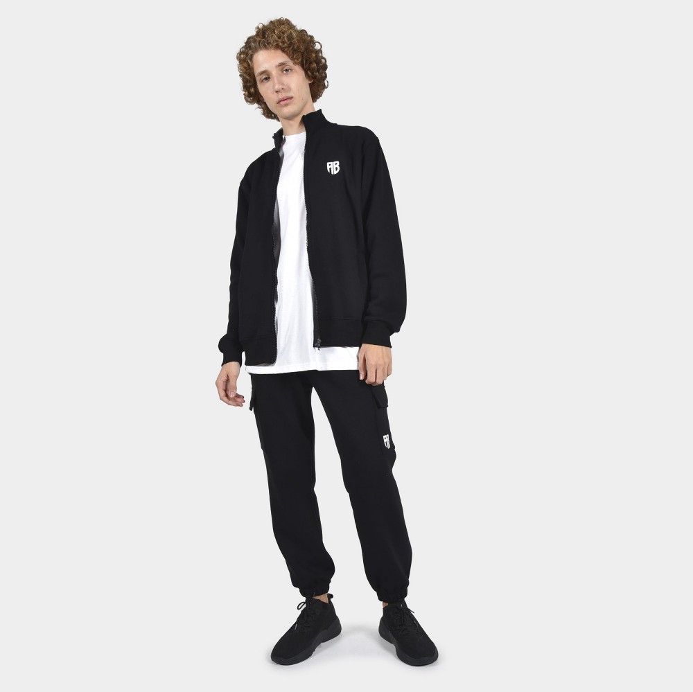 ANTETOKOUNBROS Men's Full Zip Sweatshirt Baseline Black Model Front