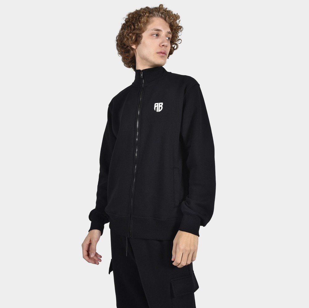ANTETOKOUNBROS Men's Full Zip Sweatshirt Baseline Black Front