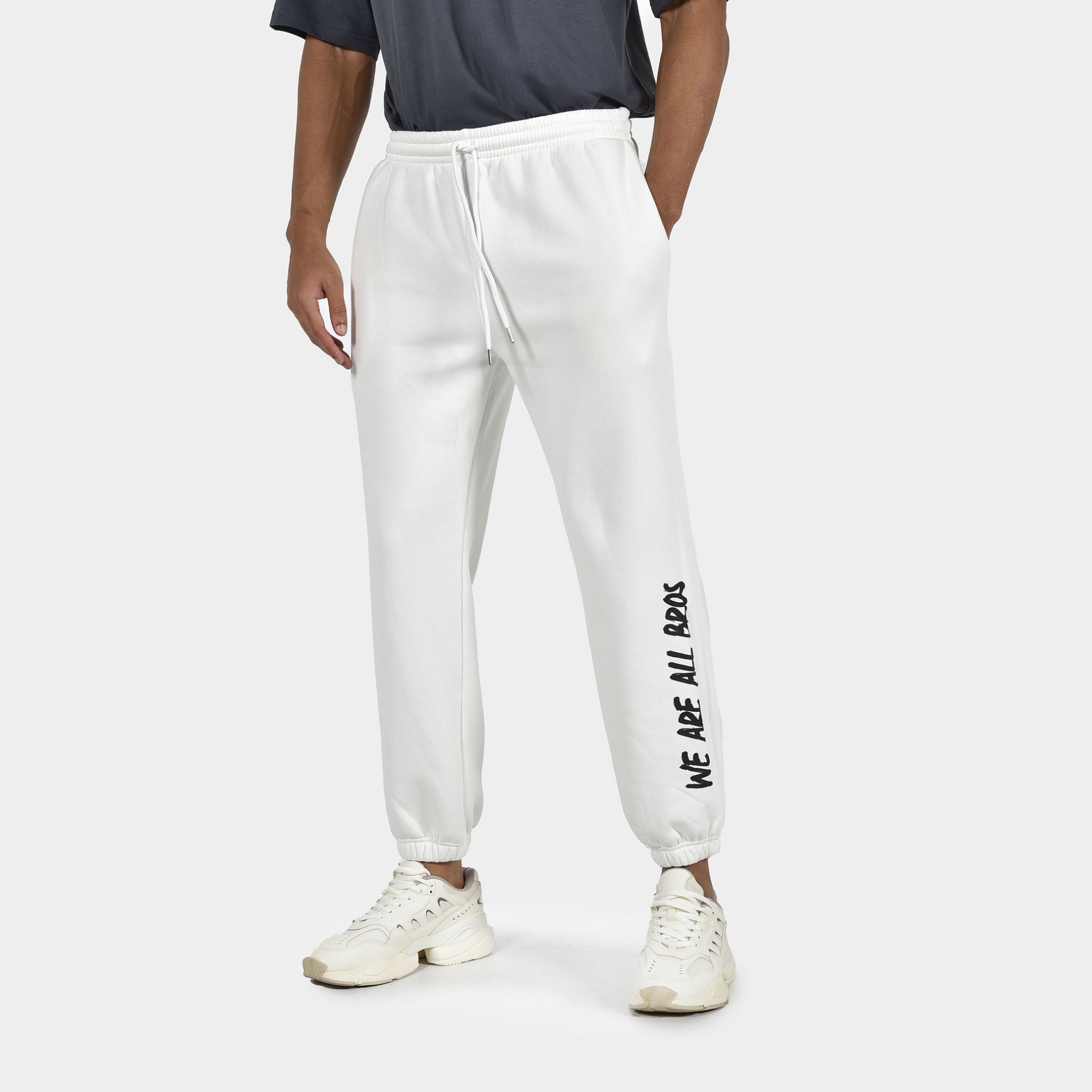 ANTETOKOUNBROS Men's Sweatpants We are all Bros Off White Front