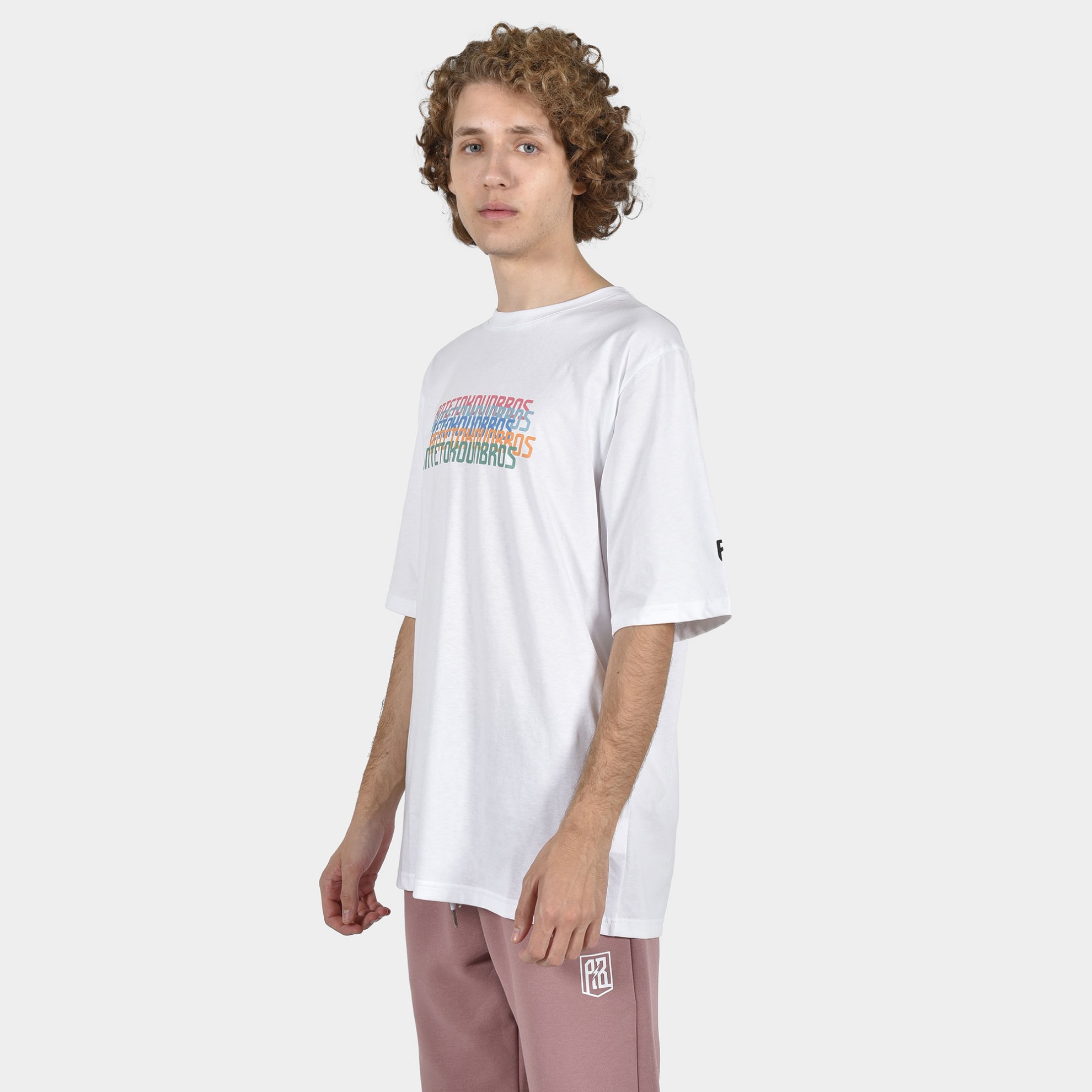 ANTETOKOUNBROS Men's T-shirt Multicolor White Front 1