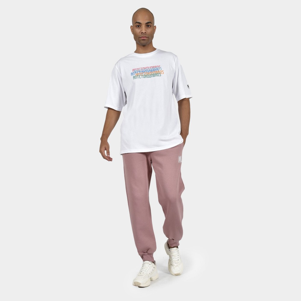 ANTETOKOUNBROS Men's T-shirt Multicolor White Model Front