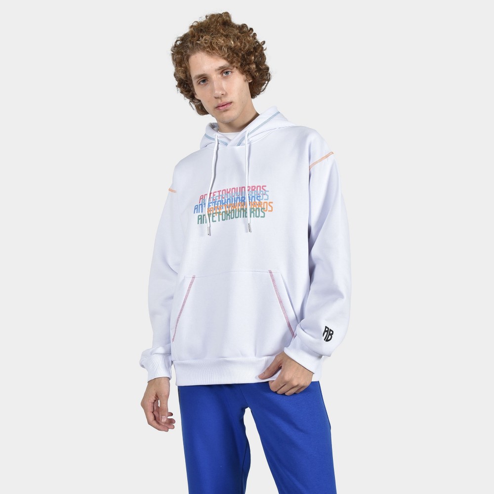 ANTETOKOUNBROS Men's Hoodie Multicolor White Front