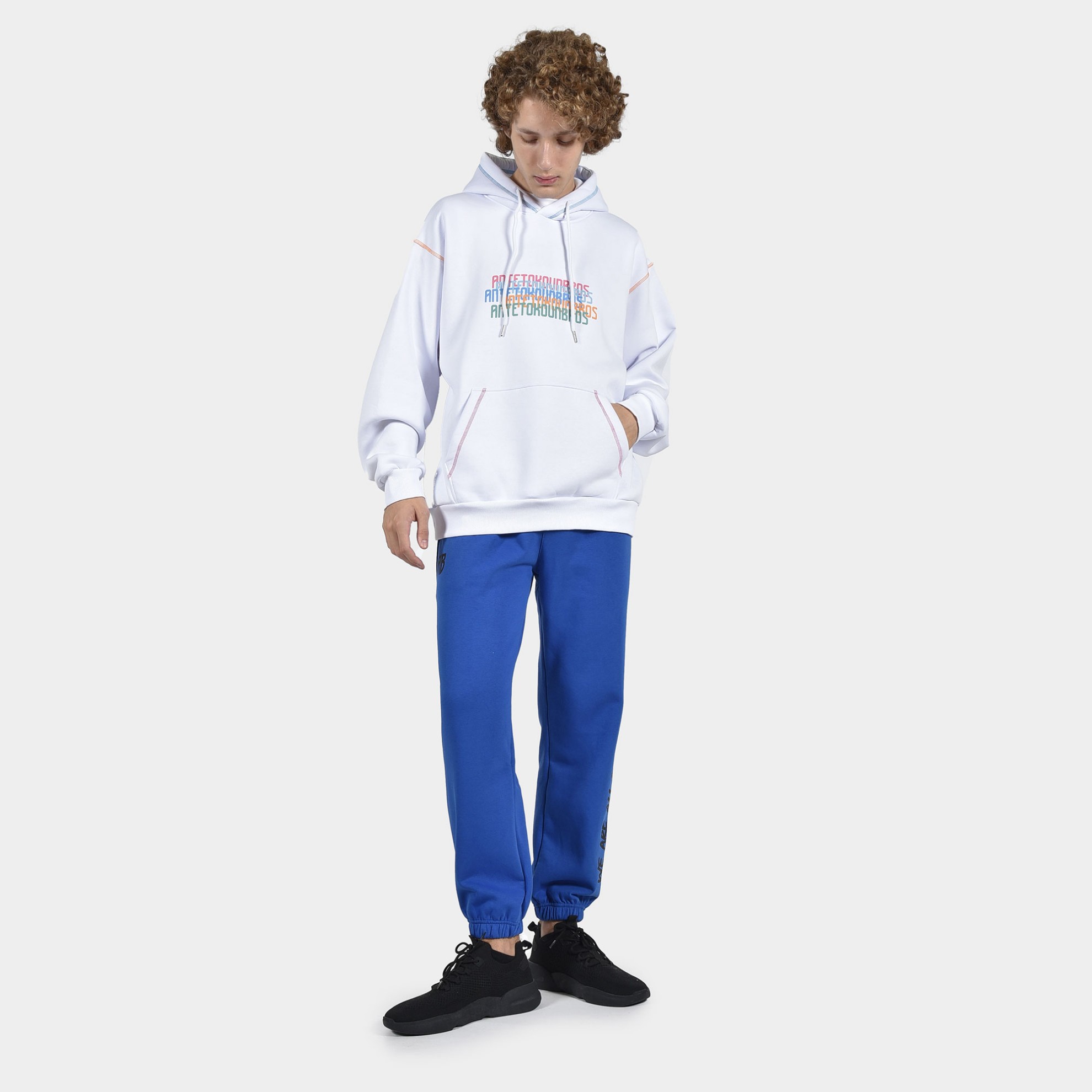 ANTETOKOUNBROS Men's Hoodie Multicolor White Model Front