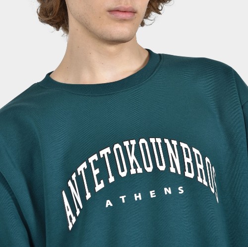ANTETOKOUNBROS Men's Oversized Sweatshirt Varsity Athens Petrol Detail thumb
