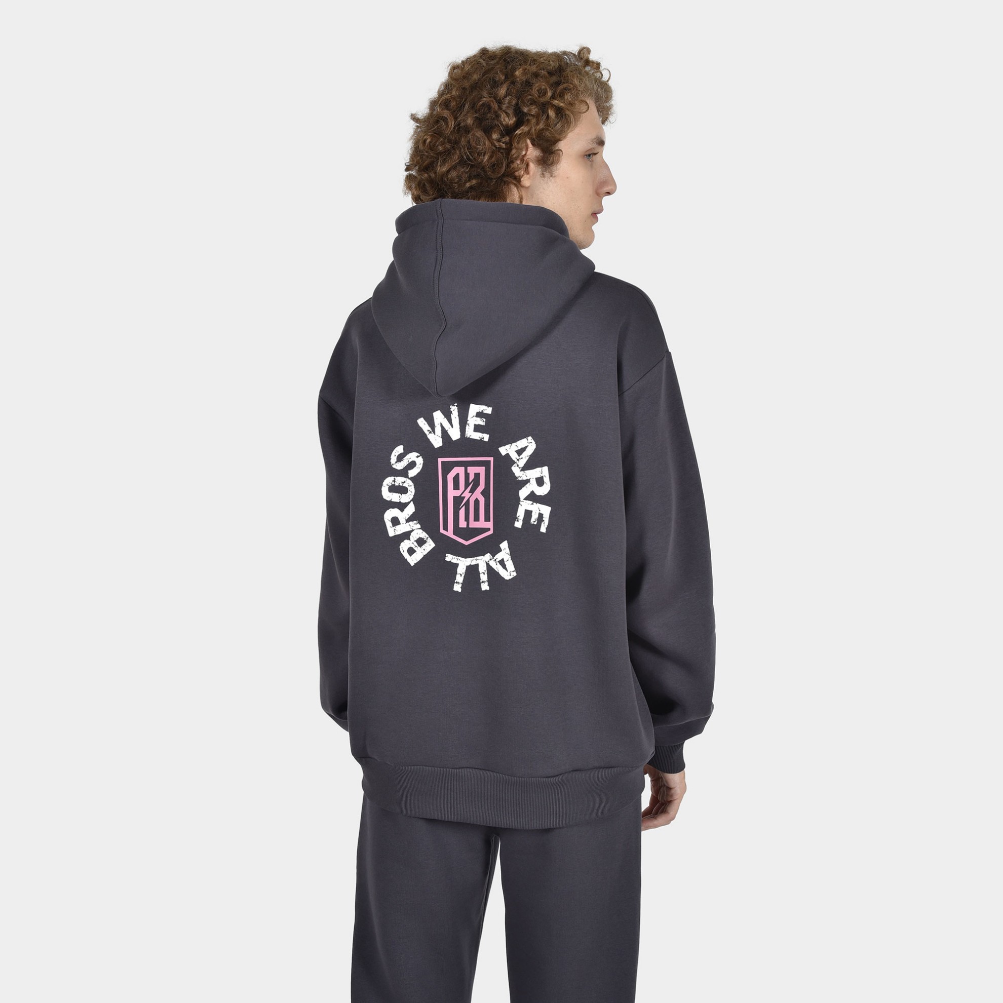 ANTETOKOUNBROS Men's Hoodie Circle Grey Rock Back