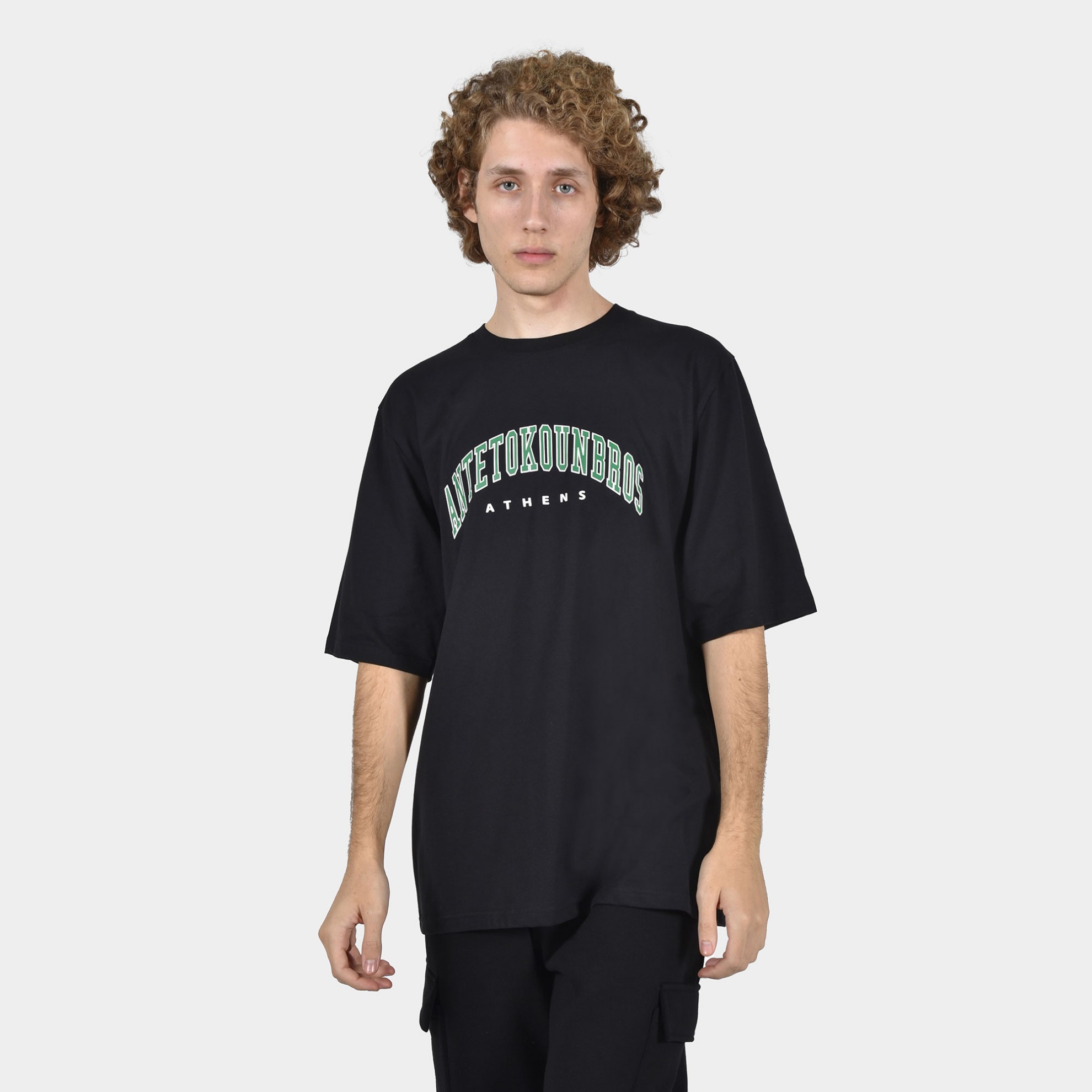 ANTETOKOUNBROS Men's T-shirt Varsity Athens Black Front