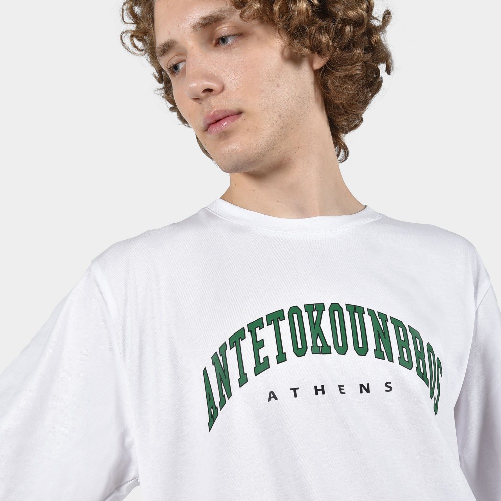 ANTETOKOUNBROS Men's T-shirt Varsity Athens White Detail
