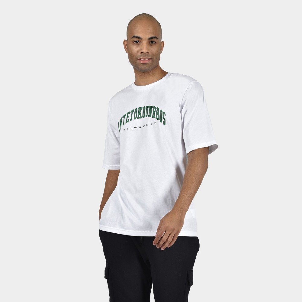 ANTETOKOUNBROS Men's T-shirt Varsity Milwaukee White Front