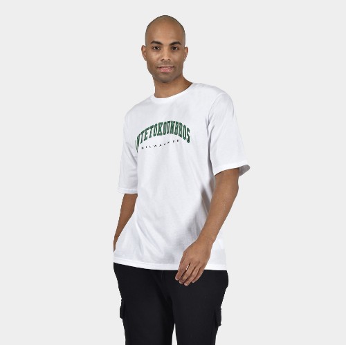 ANTETOKOUNBROS Men's T-shirt Varsity Milwaukee White Front thumb