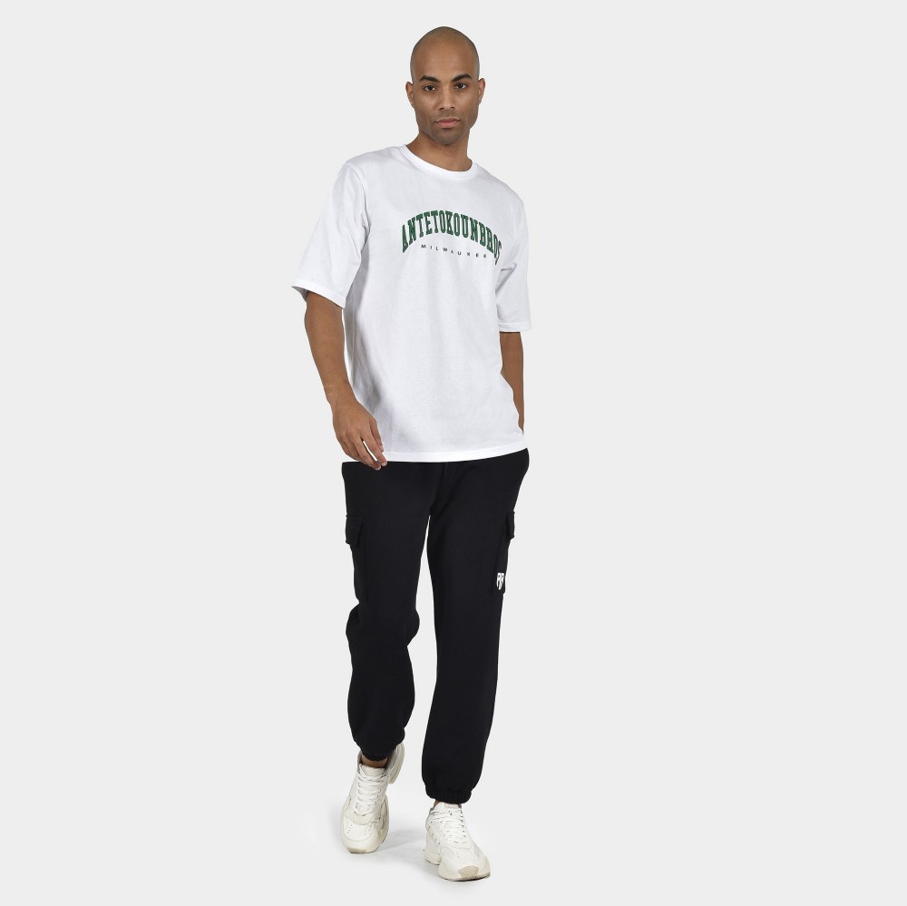 ANTETOKOUNBROS Men's T-shirt Varsity Milwaukee White Model Front