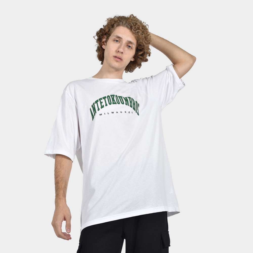 ANTETOKOUNBROS Men's T-shirt Varsity Milwaukee White Front 1