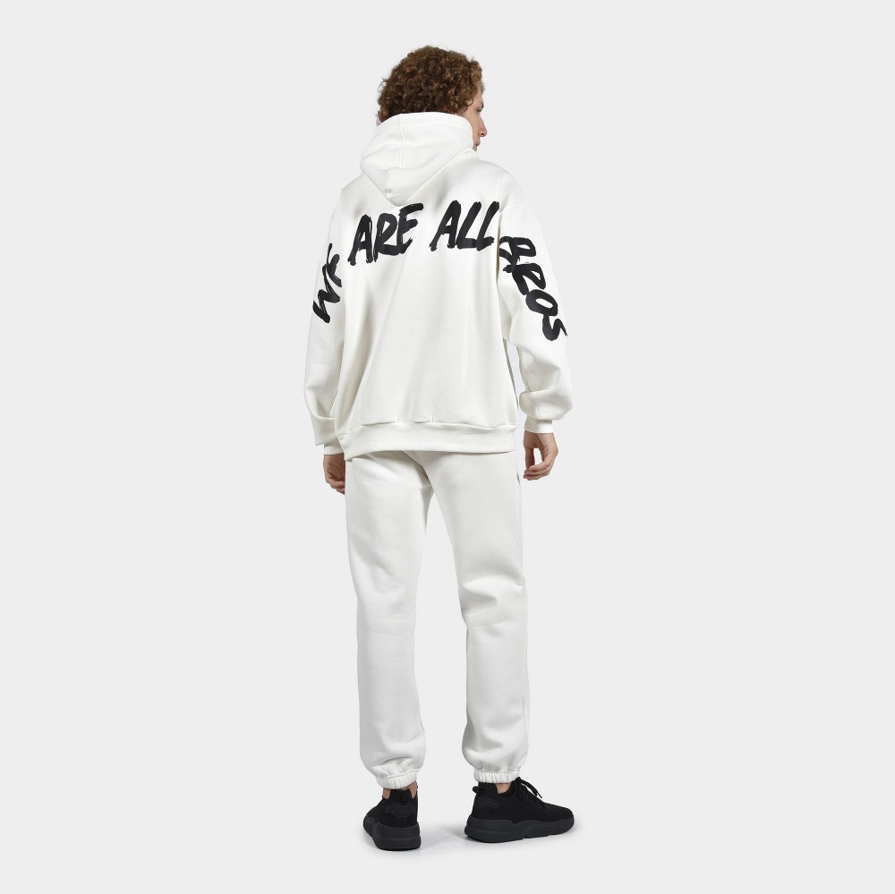 ANTETOKOUNBROS Men's Oversized Hoodie We are all Bros White Model Back 1