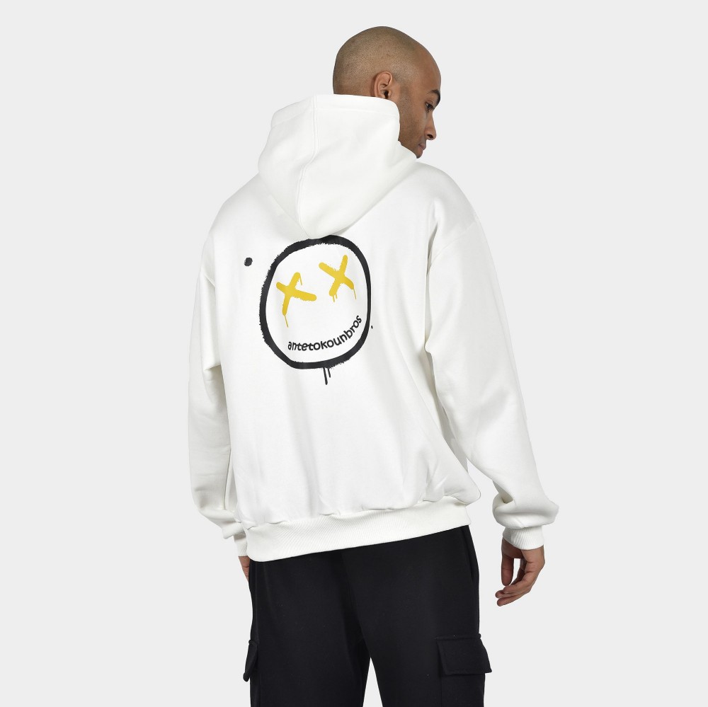 ANTETOKOUNBROS Men's Hoodie Smiley Off White Back 1