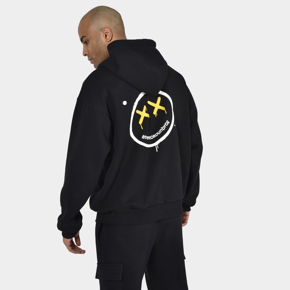 ANTETOKOUNBROS Men's Hoodie Smiley Black Back