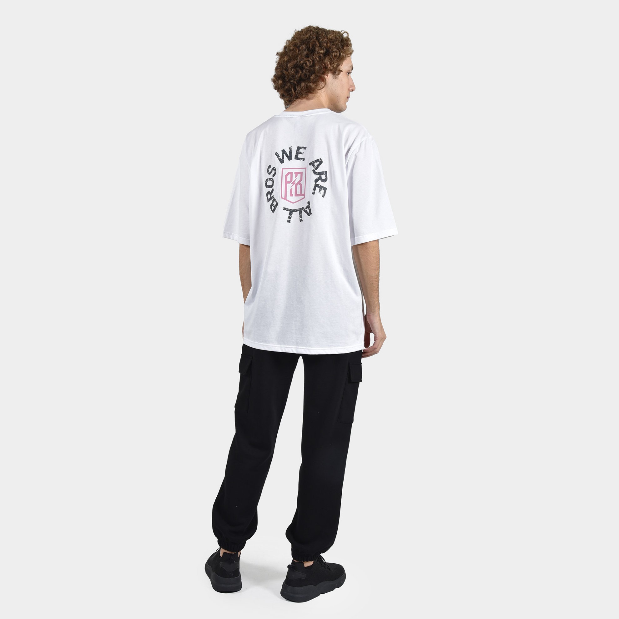 ANTETOKOUNBROS Men's Oversized T-shirt Circle White Model Back