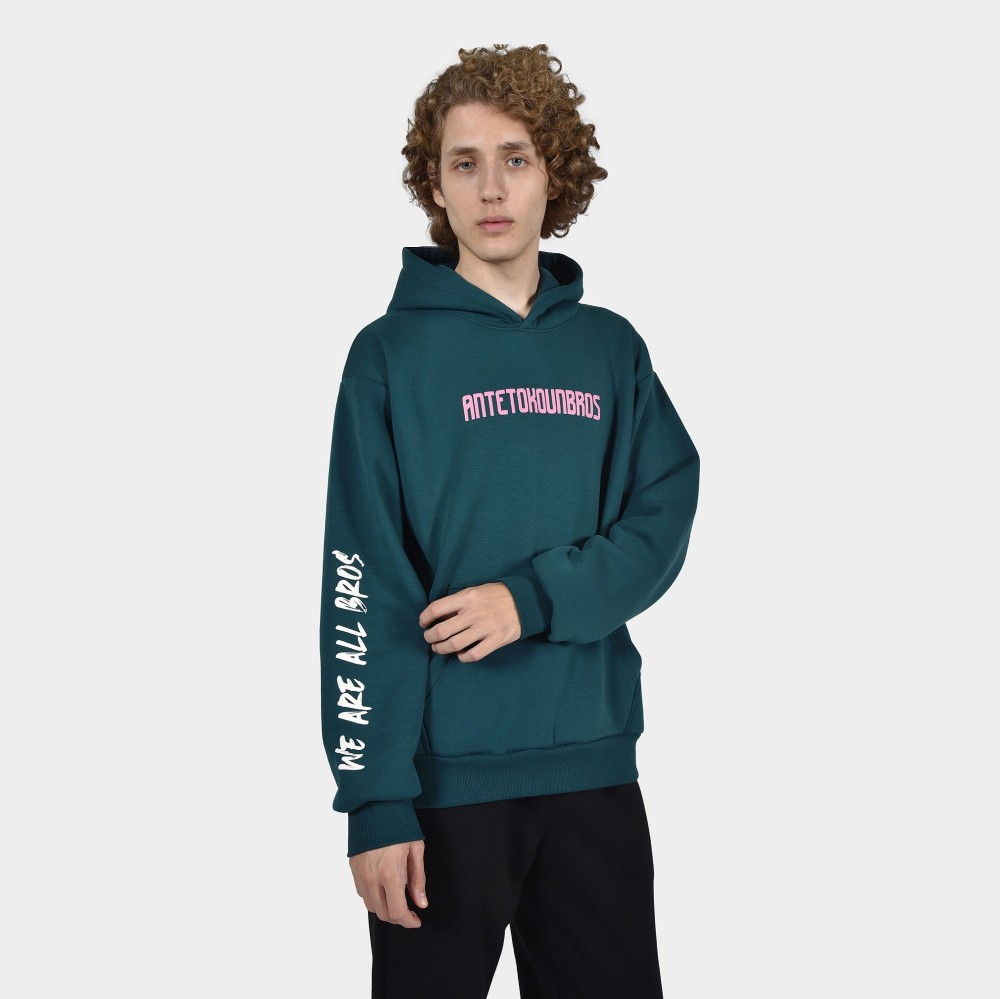 ANTETOKOUNBROS Unisex Φούτερ με Κουκούλα Feelfall Petrol Front 1