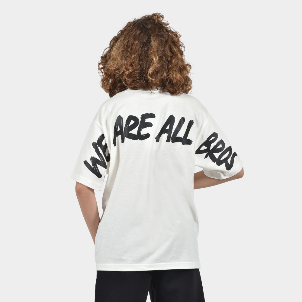 ANTETOKOUNBROS Kids' Oversized T-shirt We are all Bros Off White Front Back