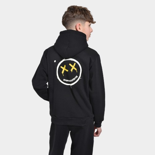 ANETOKOUNBROS Kid's Hoodie Smiley Black Back thumb