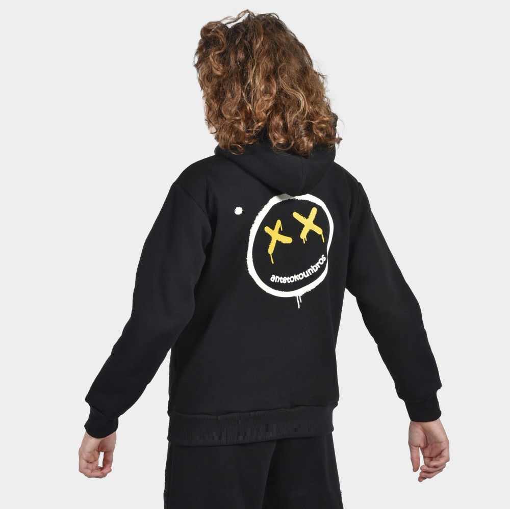 ANETOKOUNBROS Kid's Hoodie Smiley Black Back