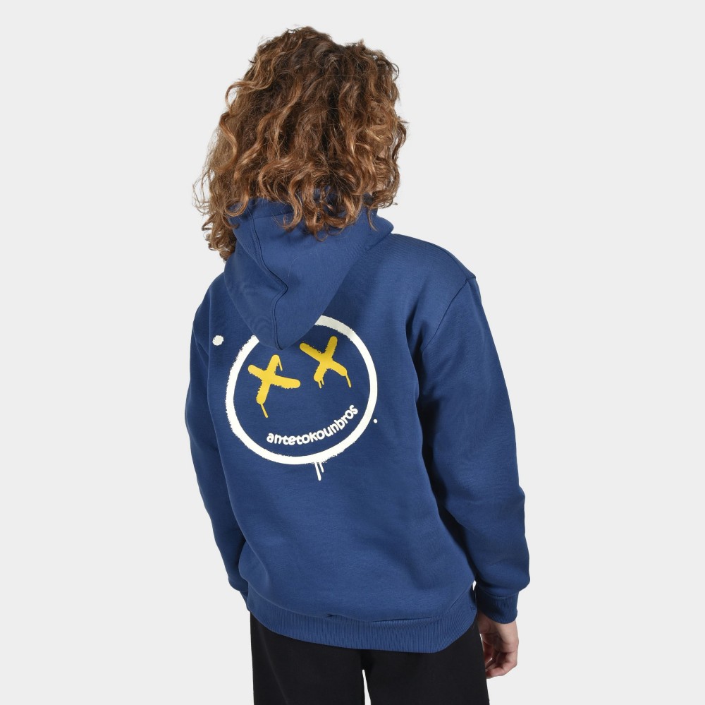 	ANTETOKOUNBROS Kids' Hoodie Smiley Blue Marine Back 1