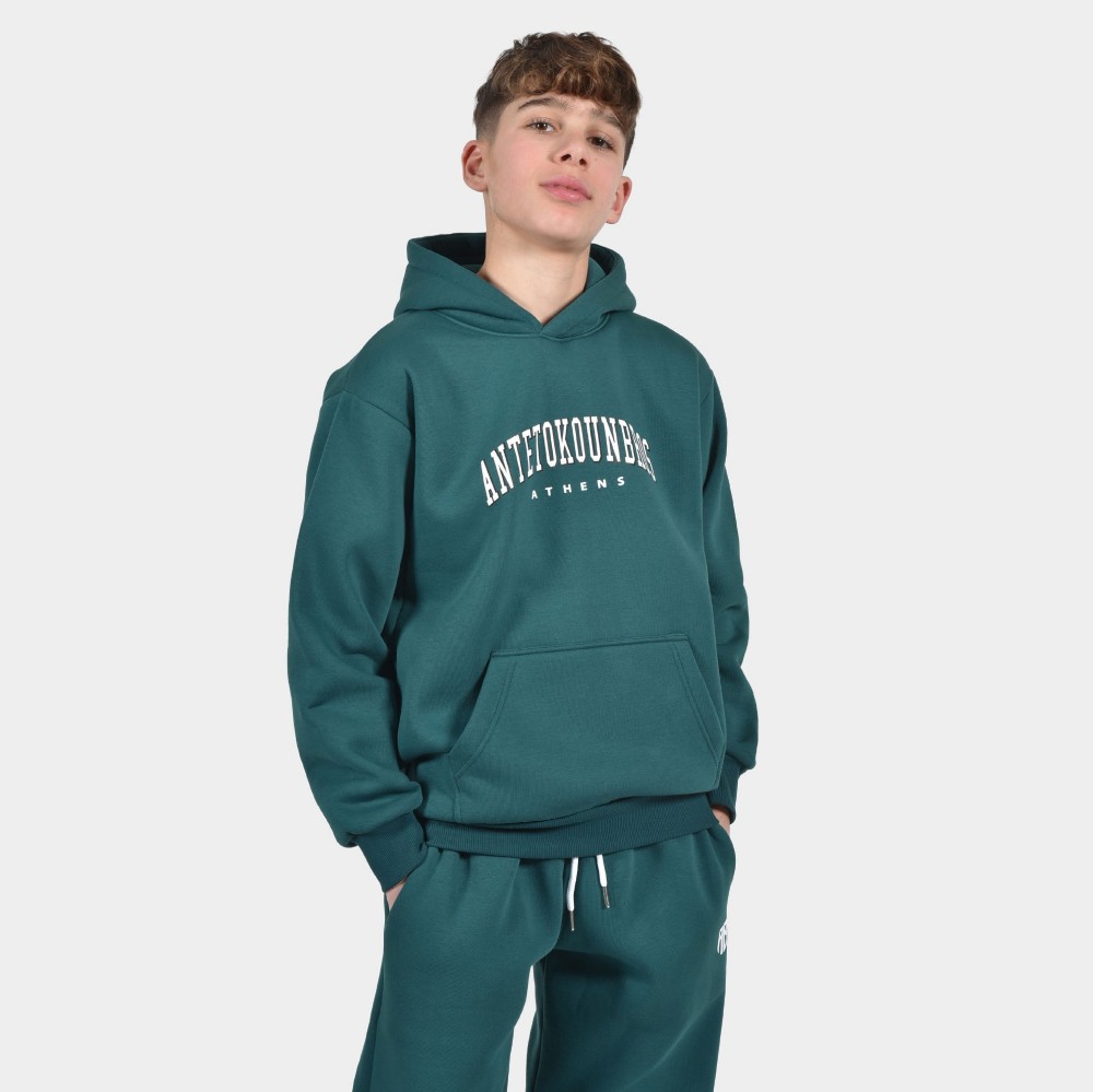 Kids' ANTETOKOUNBROS Hoodie Varsity Athens Petrol Front