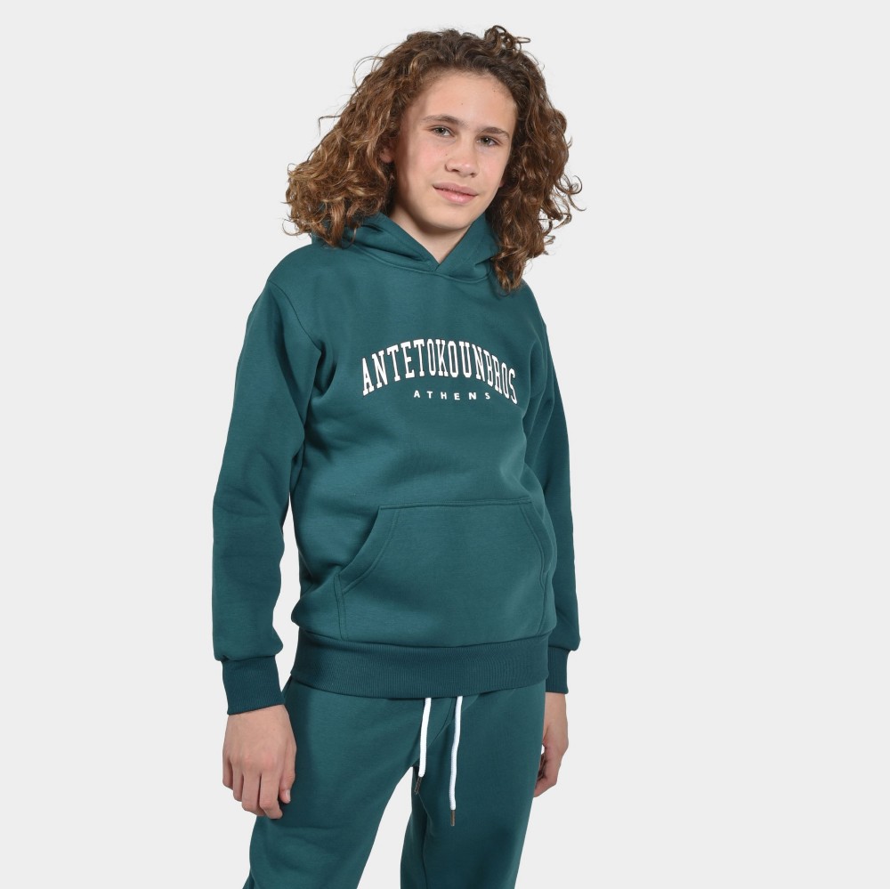 Kids' ANTETOKOUNBROS Hoodie Varsity Athens Petrol Front 2