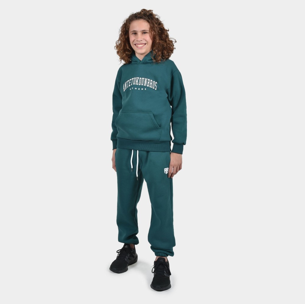 Kids' ANTETOKOUNBROS Hoodie Varsity Athens Petrol Model Front 2