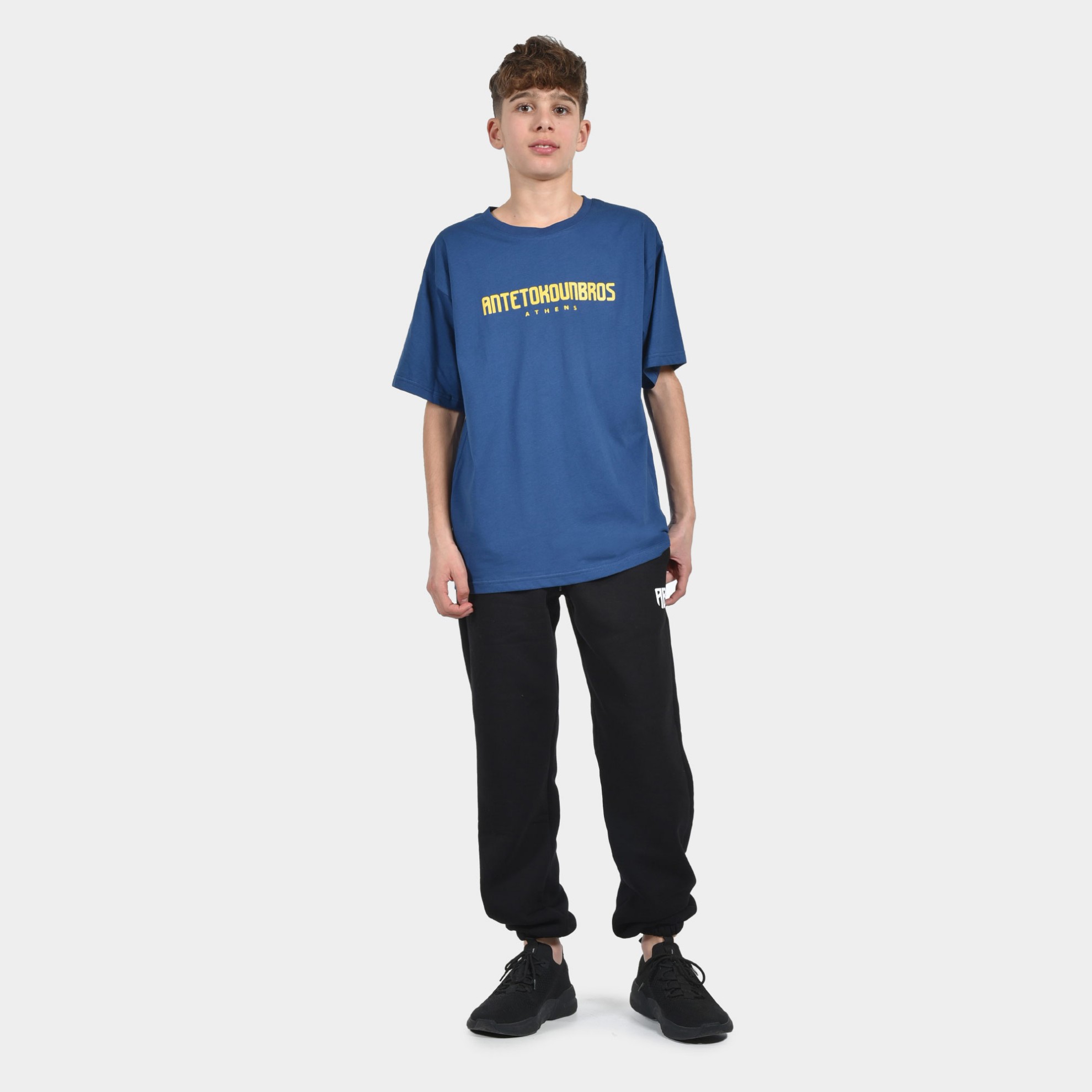 ANTETOKOUNBROS Kids' T-shirt Athens Logo Blue Model Front