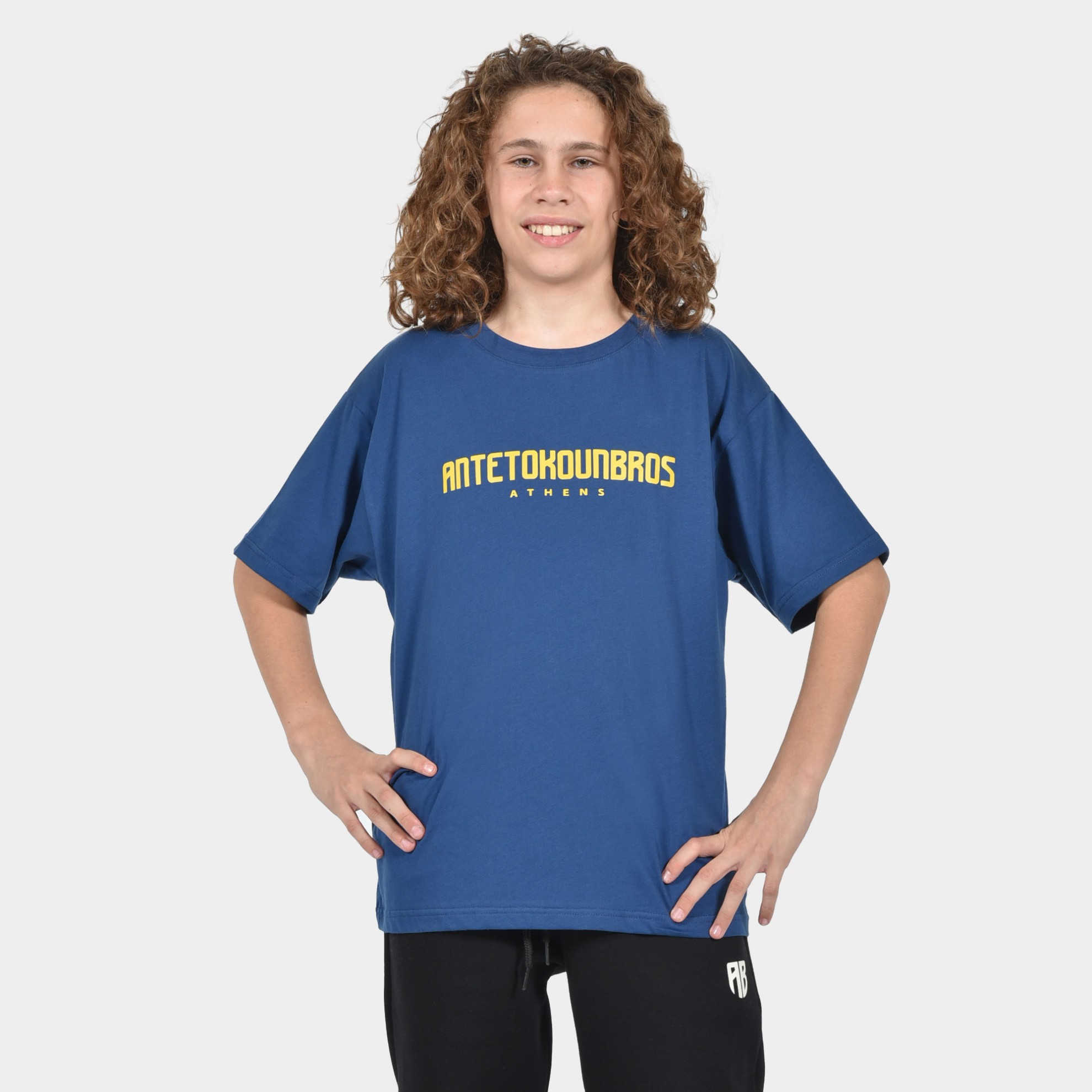 ANTETOKOUNBROS Kids' T-shirt Athens Logo Blue Front 2