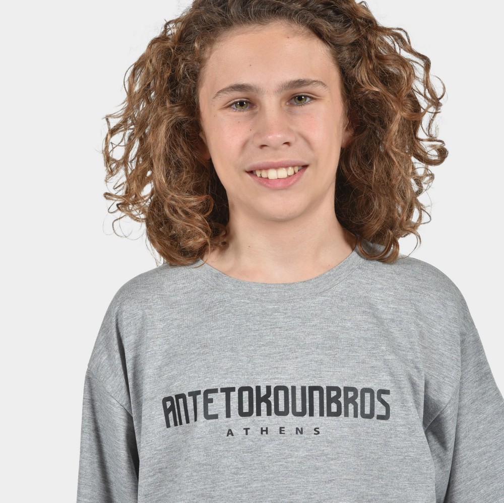 ANTETOKOUNBROS Kids' T-shirt Athens Logo Grey Detail