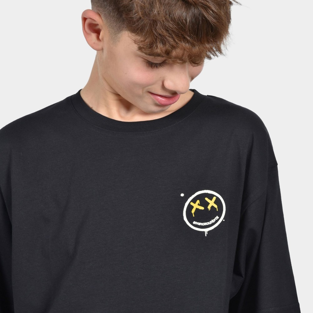 ANTETOKOUNBROS Kids' T-shirt Smiley Black Detail 2